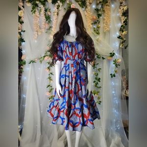 AFRICAN Congolese Versatile Ruffle Puff Sleev Dress